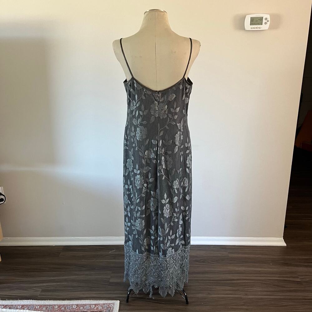 Sue Wong Gray Lace Maxi Dress Sz L Boho Whimsigoth Witchy Prom Wedding Guest - Picture 6 of 12